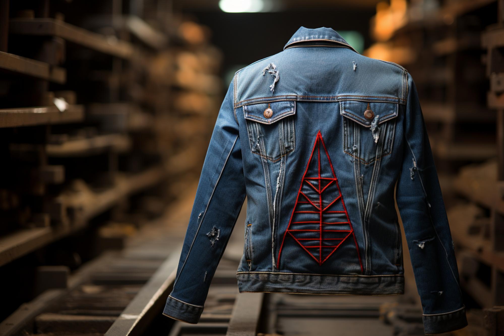 Custom embroidered denim jacket back panel